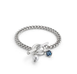 UNOde50 Two Expearltional Silver-Plated Blue Crystal Bracelet - Medium
