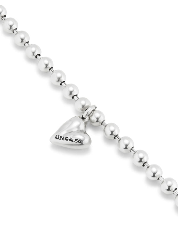 UNOde50 Cupido Silver-Plated Beaded Heart Charm Bracelet - Medium