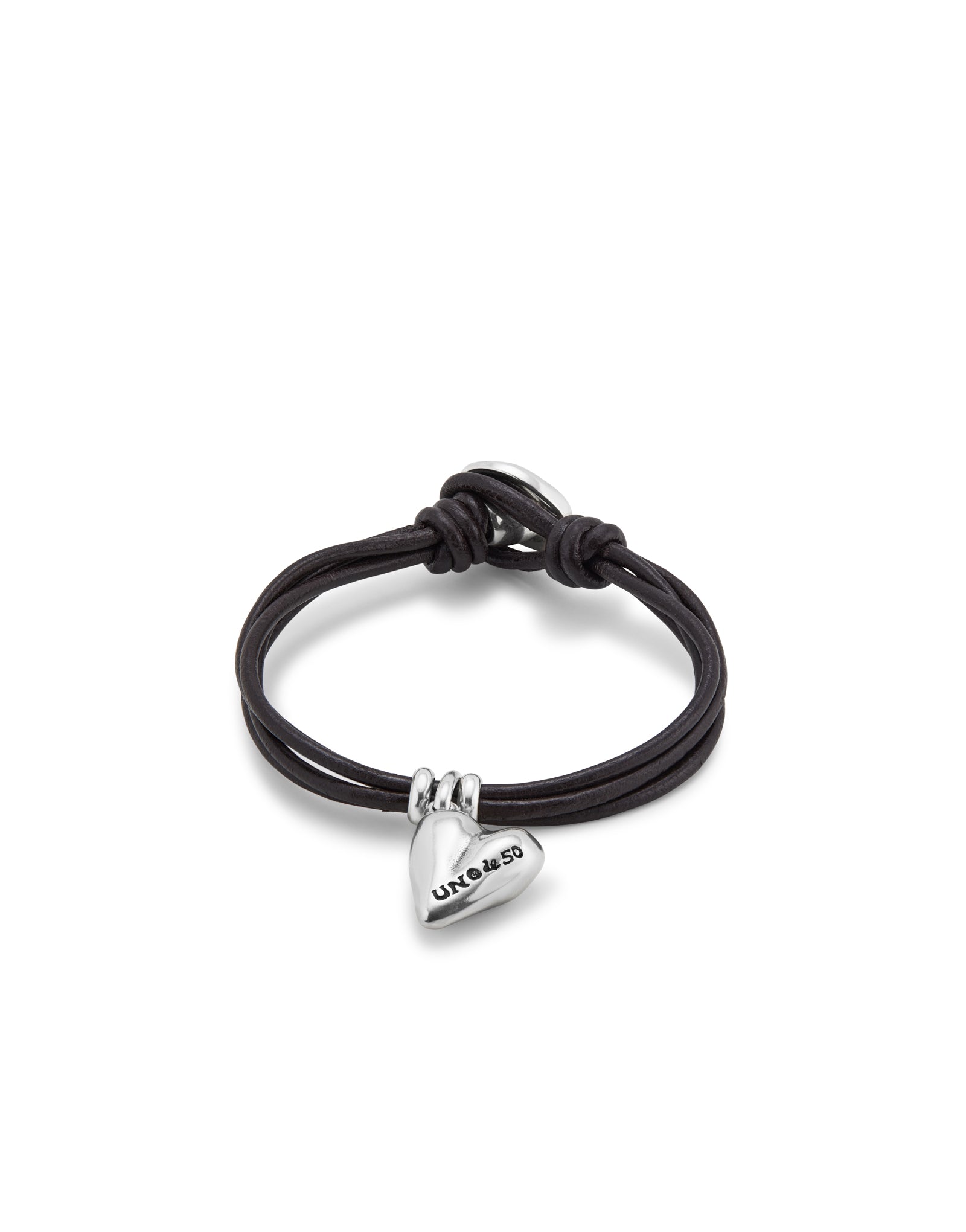 UNOde50 Beloved Leather Heart Charm Bracelet - Medium