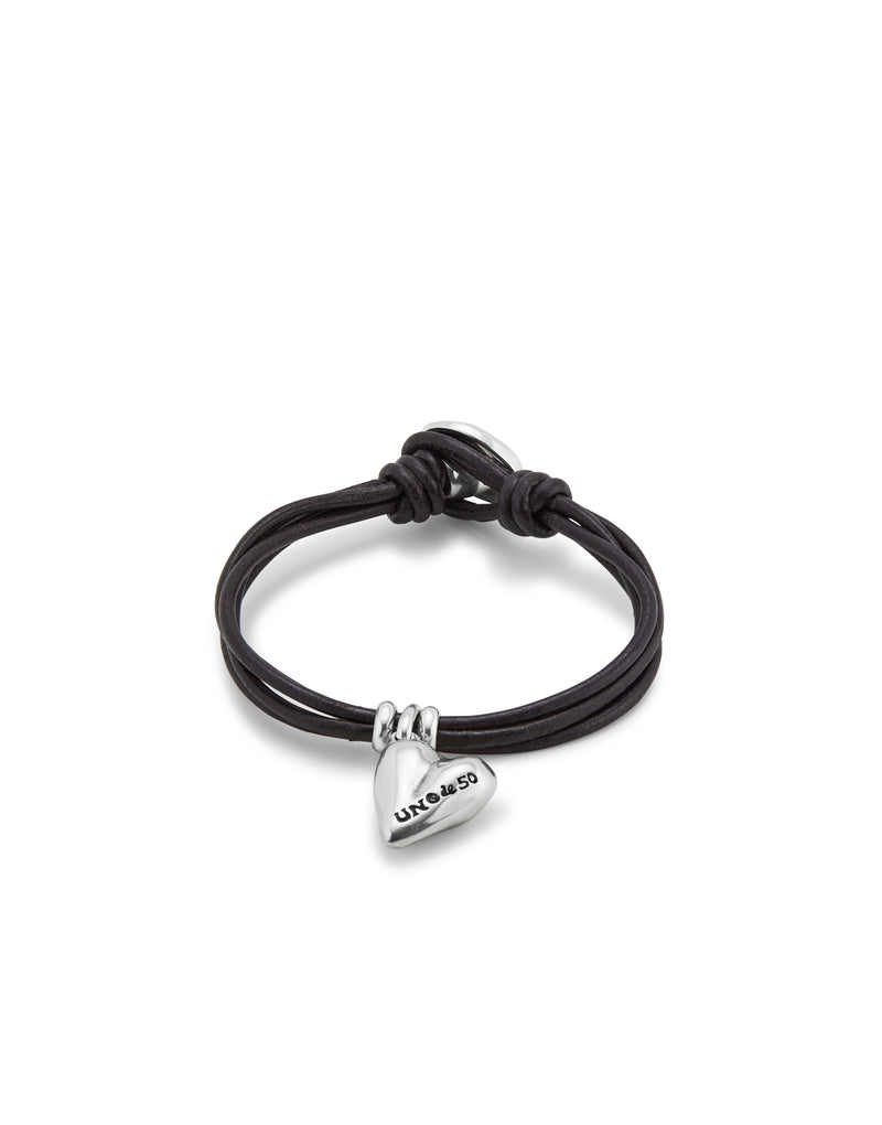 UNOde50 Beloved Leather Heart Charm Bracelet - Medium