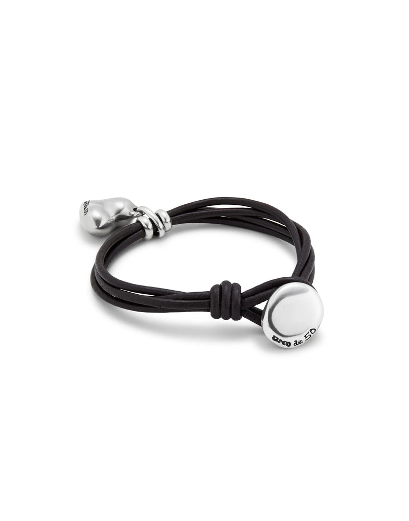 UNOde50 Beloved Leather Heart Charm Bracelet - Medium