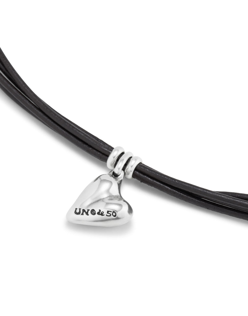 UNOde50 Beloved Leather Heart Charm Bracelet - Medium