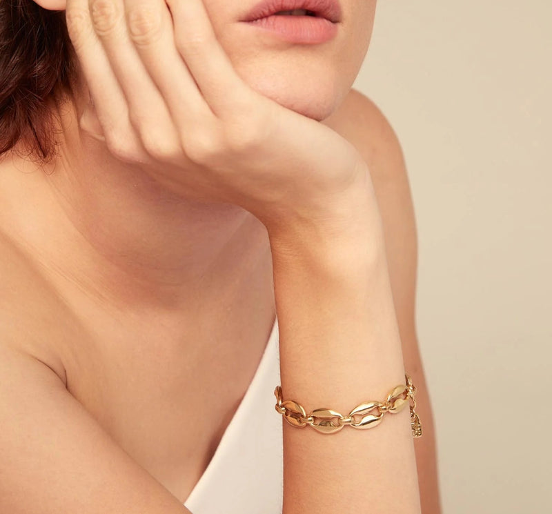 UNOde50 Thankful Gold-Plated Small Oval Link Chain Bracelet - Medium