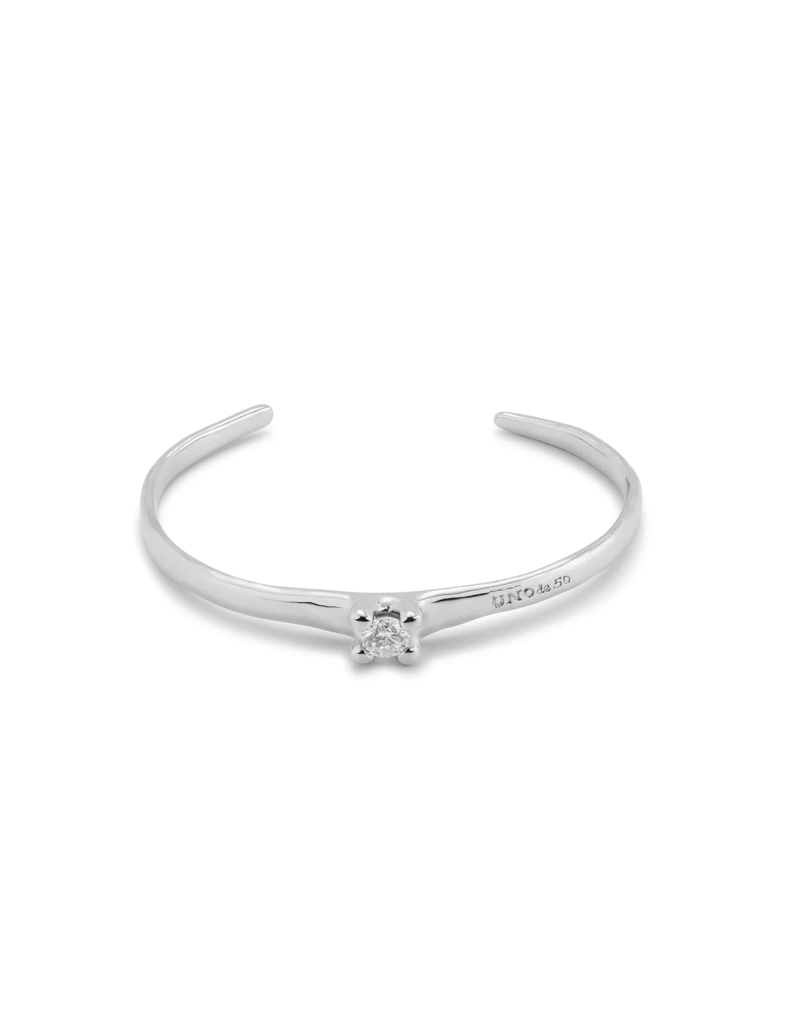 UNOde50 Spiritual Silver-Plated Cubic Zirconia Cuff Bracelet - Medium