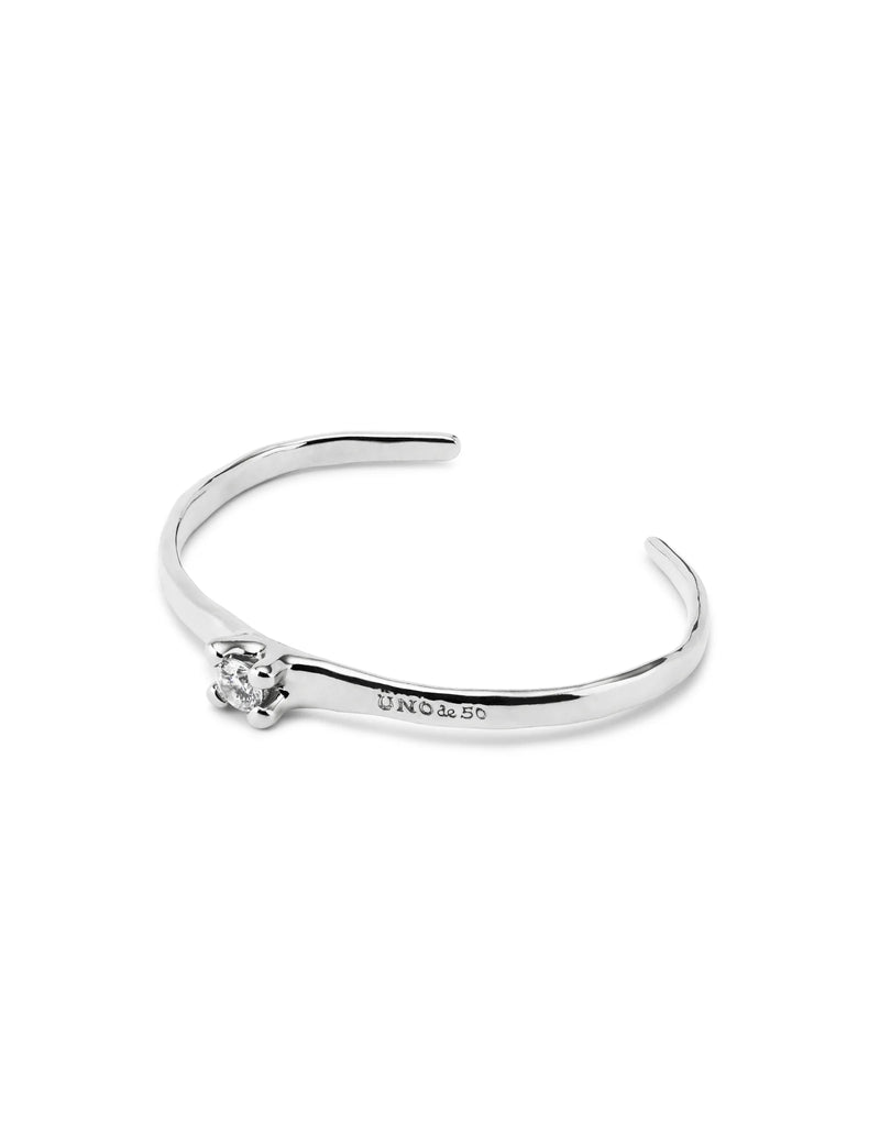 UNOde50 Spiritual Silver-Plated Cubic Zirconia Cuff Bracelet - Medium