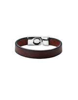 UNOde50 Ser Natural Brown Leather Silver Plated Bracelet - Large