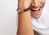 UNOde50 Ser Natural Brown Leather Braided Bracelet - XXLarge