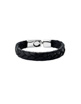 UNOde50 Ser Natural Black Leather Silver Plated Bracelet - XXLarge