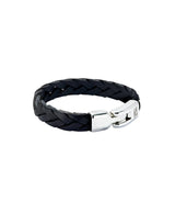 UNOde50 Ser Natural Black Leather Silver Plated Bracelet - XXLarge