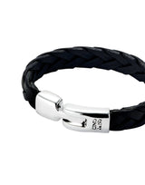 UNOde50 Ser Natural Black Leather Silver Plated Bracelet - XXLarge