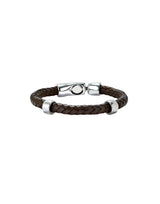 UNOde50 Ser Natural Silver-Plated Leather Braided Bracelet - Large