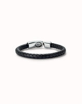 UNOde50 Black Leather Braided Bracelet - XLarge