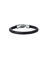 UNOde50 Ser Natural Braided Leather Silver Plated Bracelet - XLarge