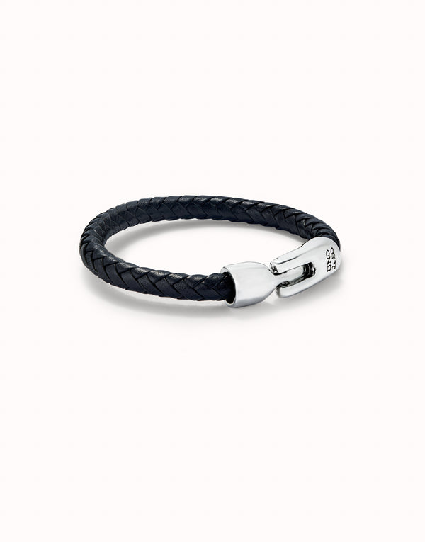 UNOde50 Black Leather Braided Bracelet - XLarge