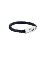 UNOde50 Ser Natural Braided Leather Silver Plated Bracelet - XXLarge