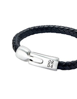 UNOde50 Ser Natural Braided Leather Silver Plated Bracelet - XLarge