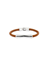 UNOde50 Ser Natural Camel Leather Silver Plated Bracelet - Medium