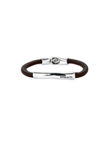 UNOde50 Ser Natural Brown Leather Silver Plated Bracelet - Medium
