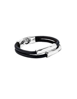UNOde50 Ser Natural Double Brown Leather Silver Plated Bracelet - XXLarge
