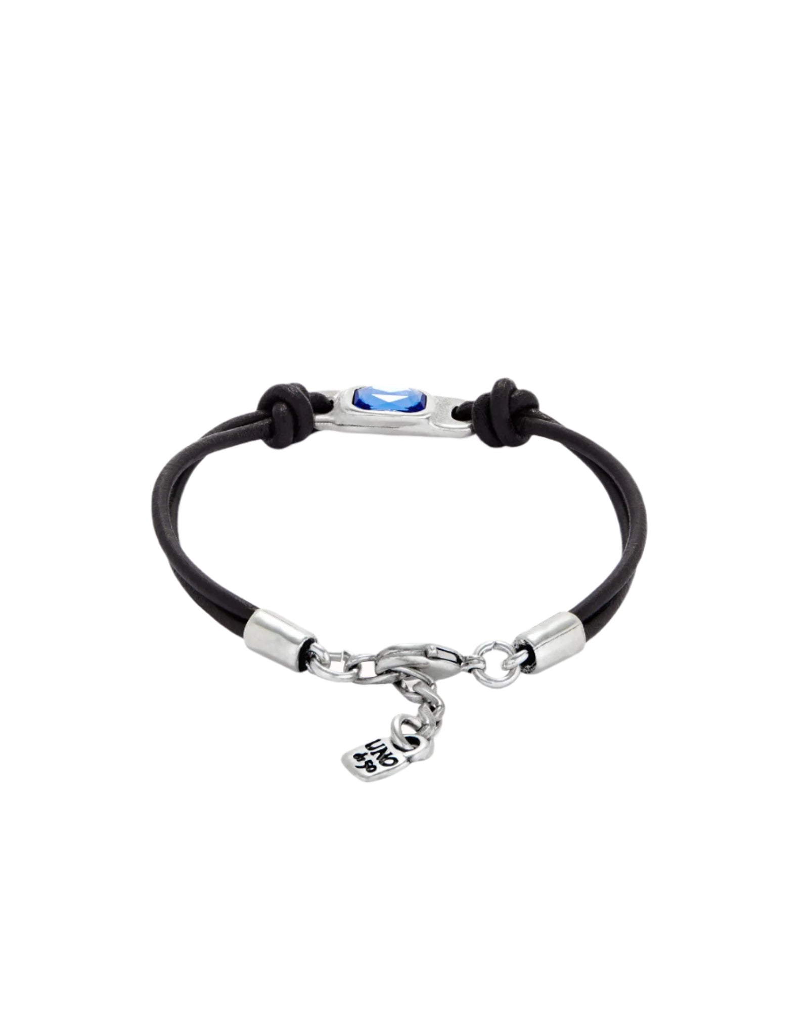 UNOde50 Ser Magnetica Silver-Plated Blue Crystal Leather Bracelet - Medium