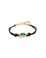 UNOde50 Ser Magnetica Gold-Plated Green Crystal Leather Bracelet - Medium