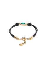 UNOde50 Ser Magnetica Gold-Plated Green Crystal Leather Bracelet - Medium