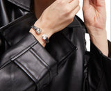 UNOde50 Ser Sin Complejos Silver-Plated White Crystal Cuff Bracelet - Large
