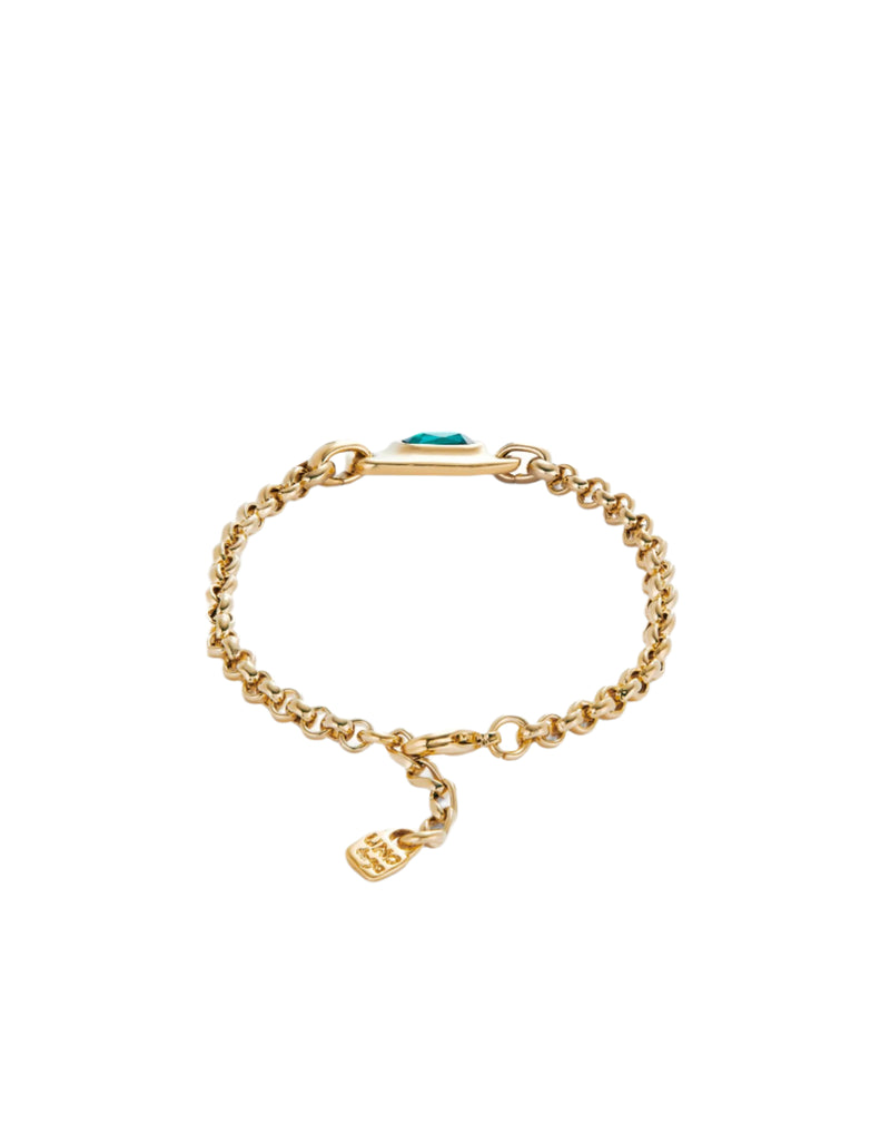 UNOde50 Ser Magnetica Gold-Plated Green Crystal Chain Bracelet - Medium