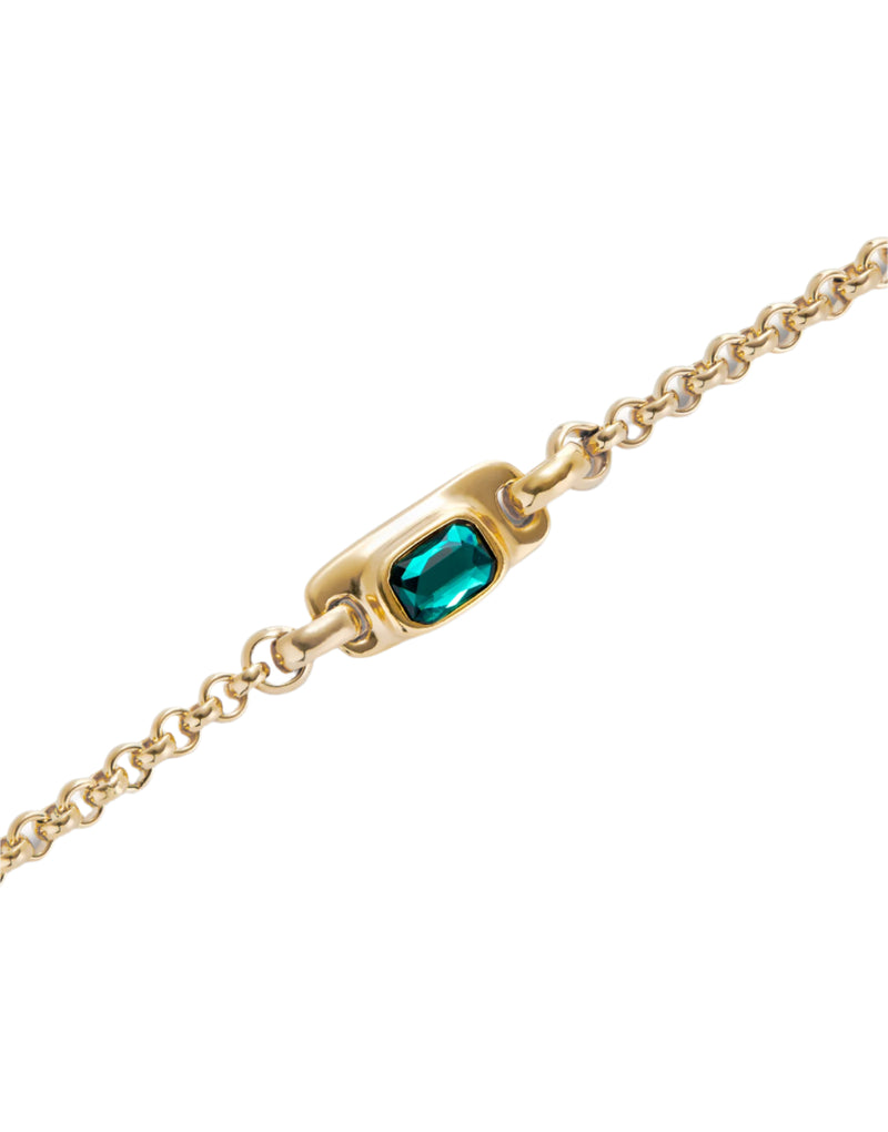 UNOde50 Ser Magnetica Gold-Plated Green Crystal Chain Bracelet - Medium