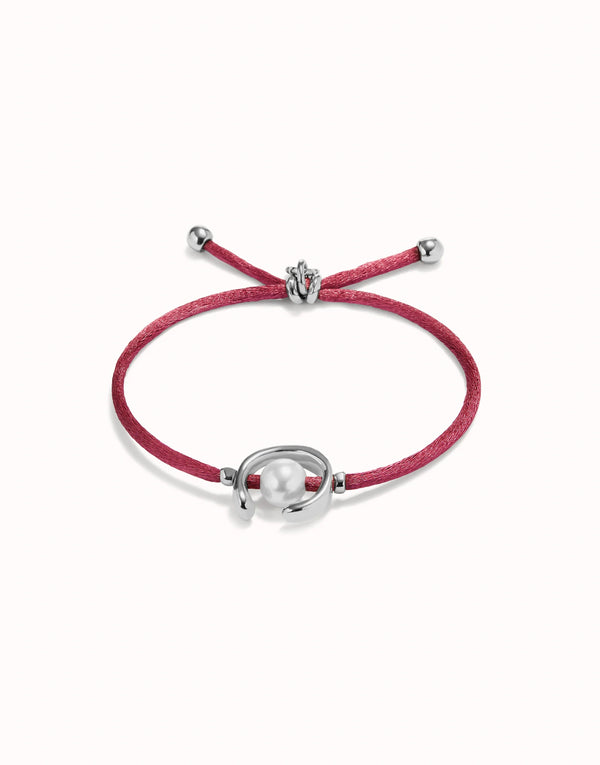 UNOde50 Silver Red Thread with Pearl Bracelet