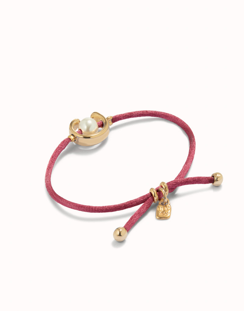 UNOde50 Gold Thread and Mauve Pearl Bracelet