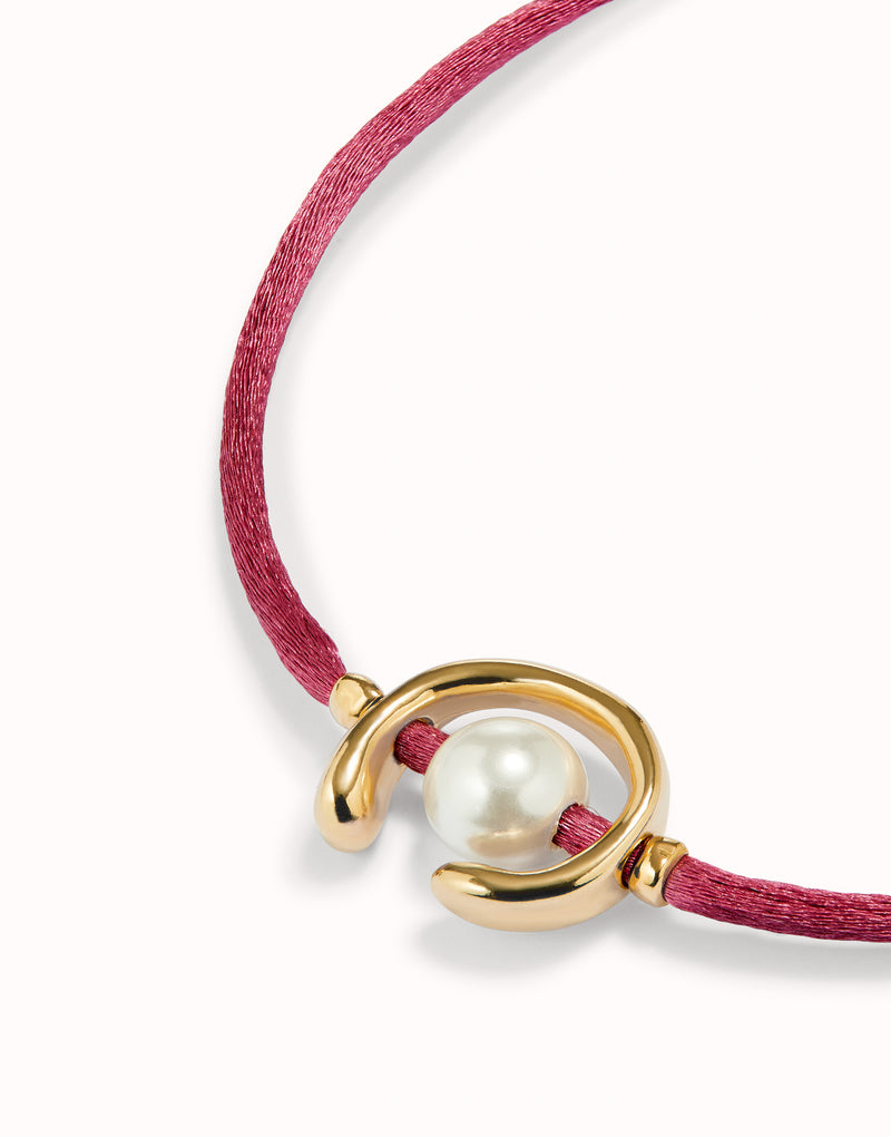 UNOde50 Gold Thread and Mauve Pearl Bracelet