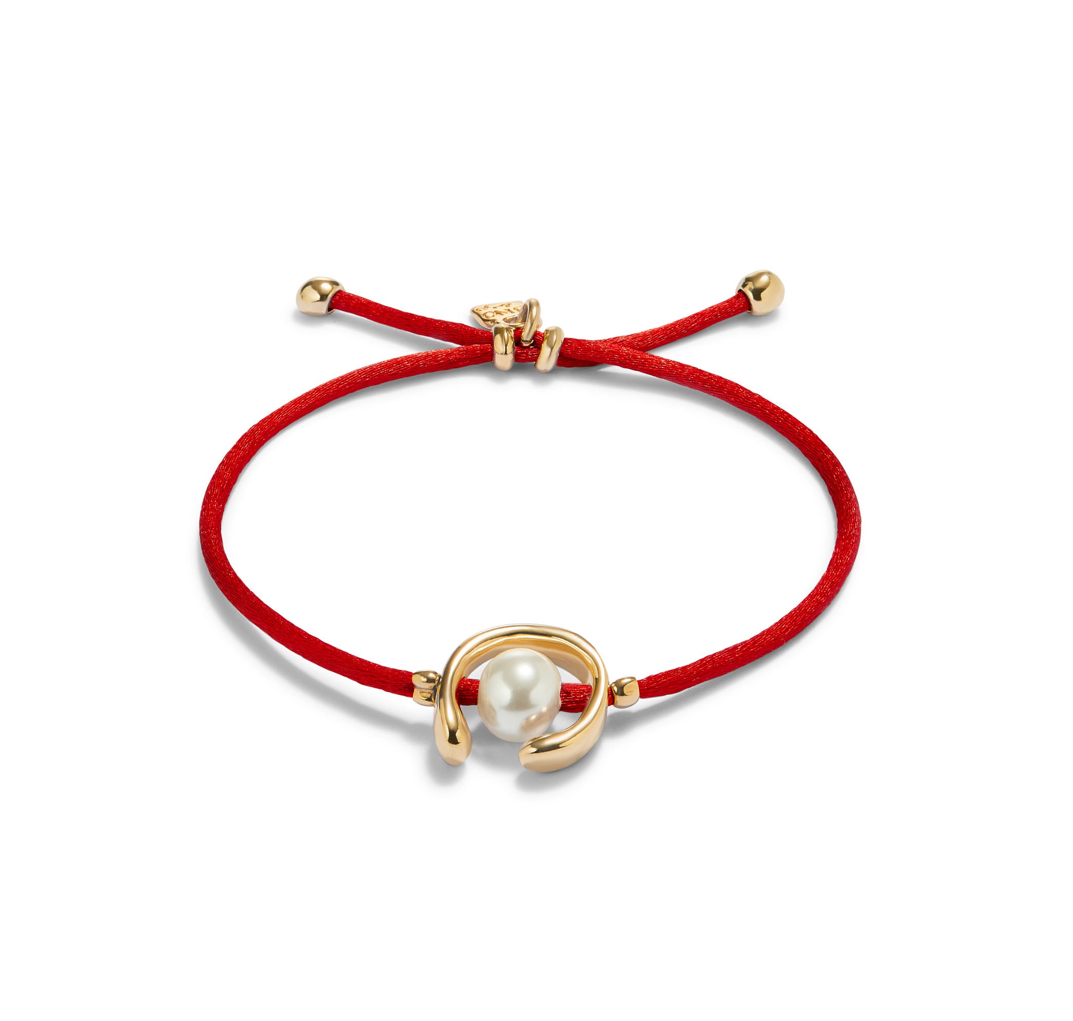 UNOde50 Gold Red Thread with Pearl Bracelet