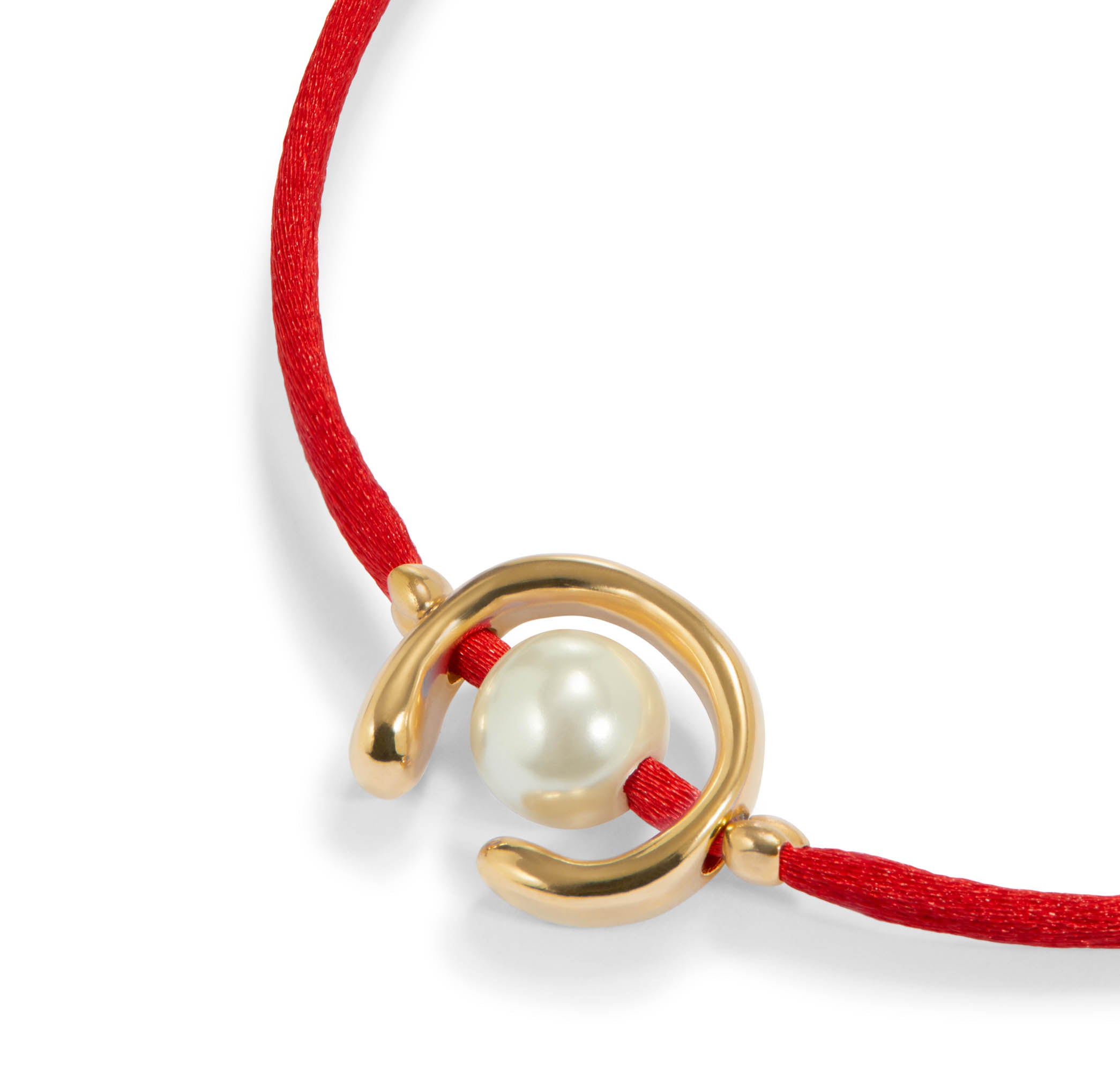 UNOde50 Gold Red Thread with Pearl Bracelet