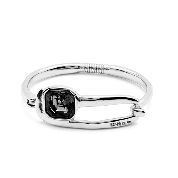 UNOde50 Ser Expresiva Silver-Plated Black Crystal Buckle Bracelet - Medium