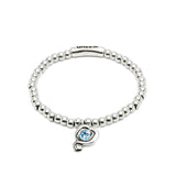 UNOde50 Ser Expresiva Silver-Plated Aqua Crystal Heart Elastic Bracelet - Large