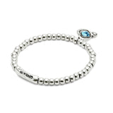 UNOde50 Ser Expresiva Silver-Plated Aqua Crystal Heart Elastic Bracelet - Medium