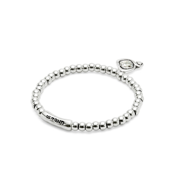 UNOde50 Ser Expresiva Silver-Plated Crystal Heart Elastic Bracelet - Medium