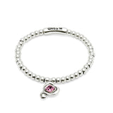 UNOde50 Ser Expresiva Silver-Plated Pink Crystal Heart Elastic Bracelet - Large