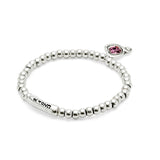 UNOde50 Ser Expresiva Silver-Plated Pink Crystal Heart Elastic Bracelet - Medium