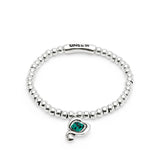 UNOde50 Ser Expresiva Silver-Plated Green Crystal Heart Elastic Bracelet - Large