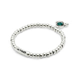 UNOde50 Ser Expresiva Silver-Plated Green Crystal Heart Elastic Bracelet - Large