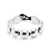 UNOde50 Ser Intrepida Large Round Beads Silver-Plated Leather Bracelet - Large