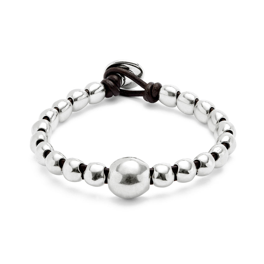 UNOde50 Ser Intrepida Silver-Plated Beaded Bracelet - Medium