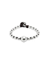UNOde50 Ser Intrepida Silver-Plated Beaded Leather Bracelet - Large