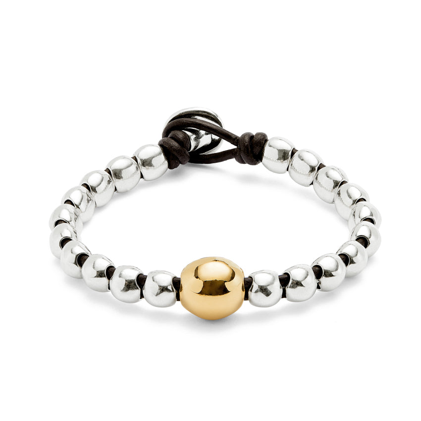 UNOde50 Ser Intrepida Silver and Gold Beaded Bracelet - Medium