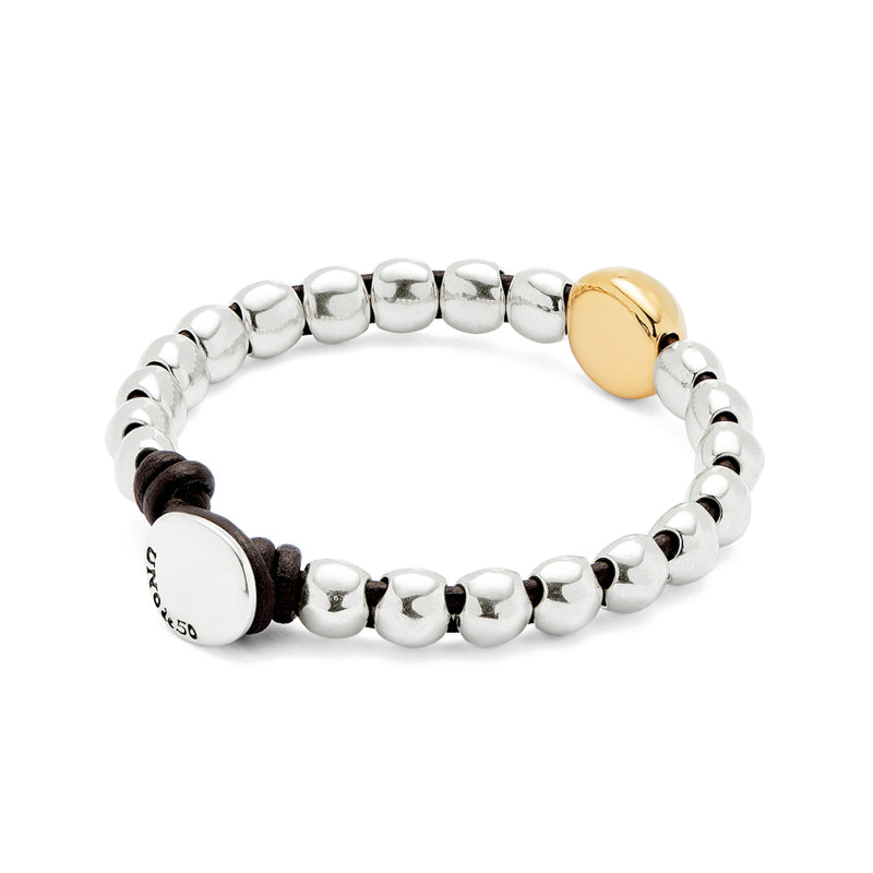 UNOde50 Ser Intrepida Silver and Gold Beaded Bracelet - Medium