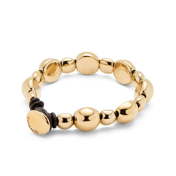 UNOde50 Ser Intrepida Gold-Plated Beaded Leather Bracelet - Medium