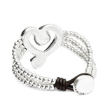 UNOde50 Ser Expresiva Silver-Plated Heart Beaded Bracelet - Medium