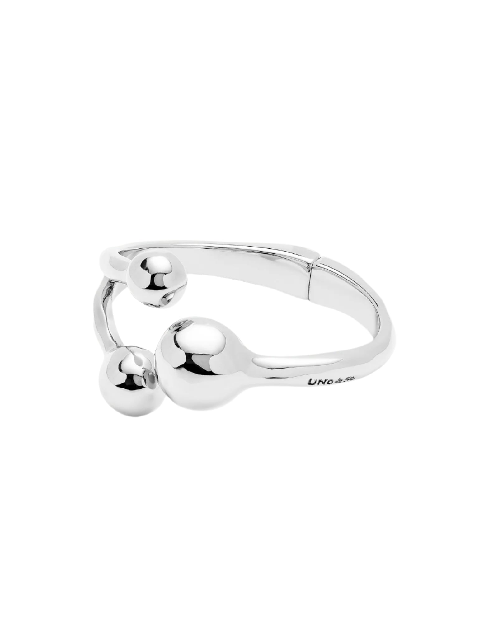 UNOde50 Ser Intrepida Silver-Plated Three Bead Cuff Bracelet - Medium
